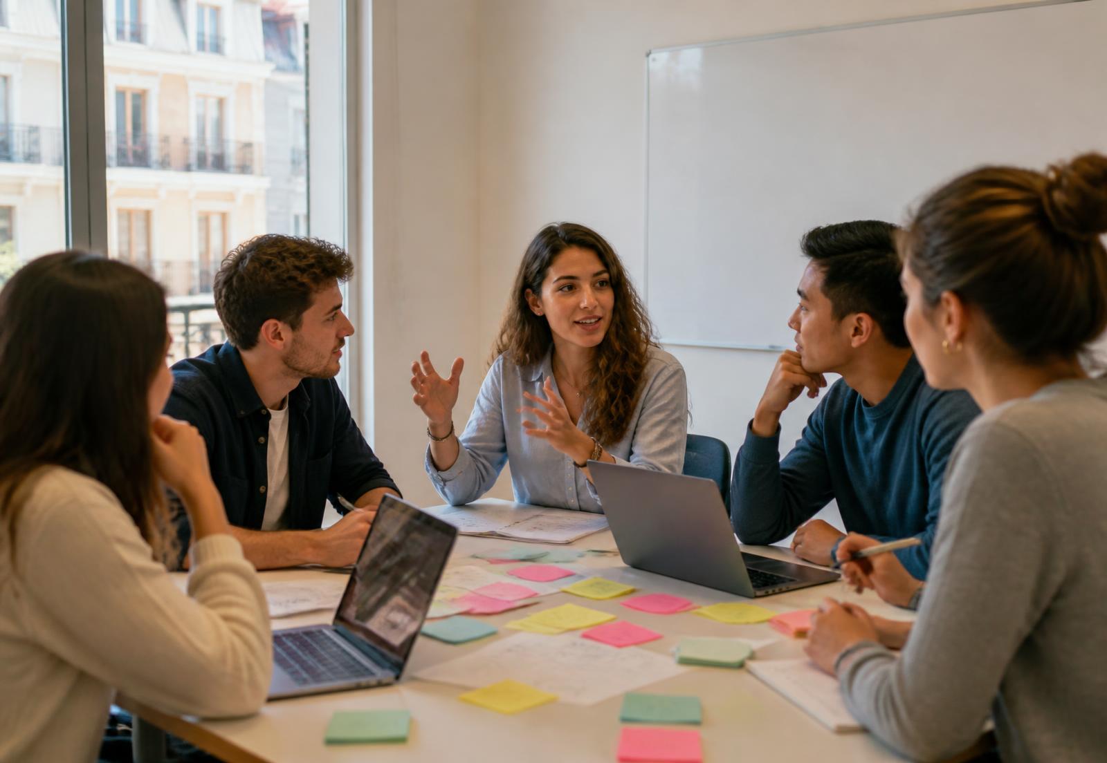 Alumnos del MBE trabajando en su plan de negocio en clase